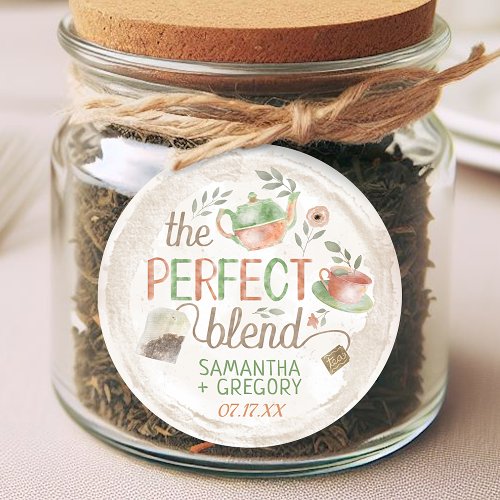 Tea Bridal Wedding Shower The Perfect Blend Favors Classic Round Sticker