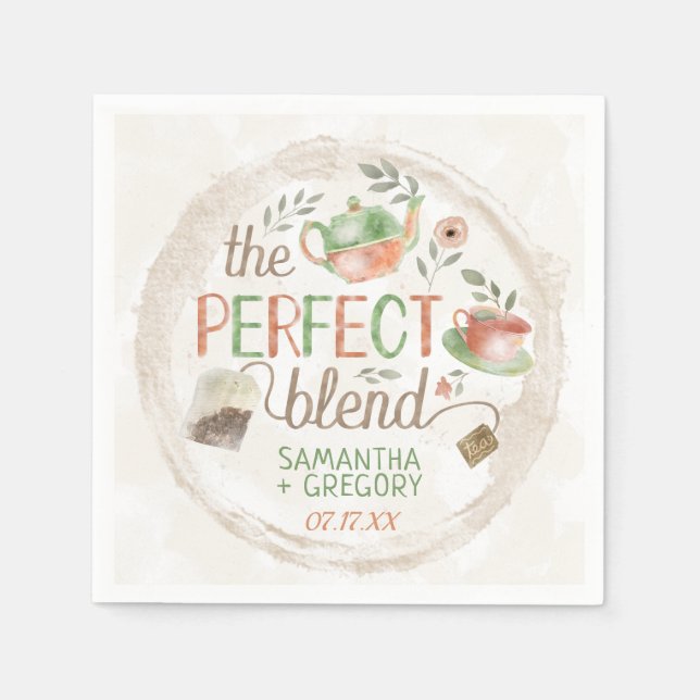 Tea Bridal Wedding Shower The Perfect Blend Party Napkins (Front)