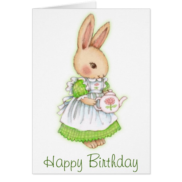 Tea Bunny   Cute Rabbit Birthday Card