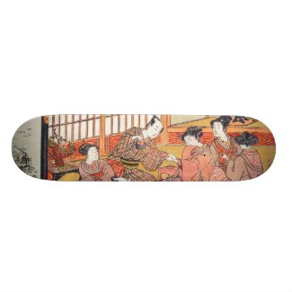 Tea Ceremony Isoda Koryusai japanese woodblock art Skateboard