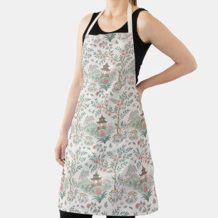 Tea Chinoiserie French Toile Du Jouy Pattern Apron