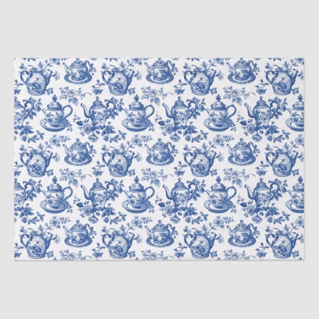 Tea Chinoiserie French Toile Du Jouy Pattern Tissue Paper (Front)
