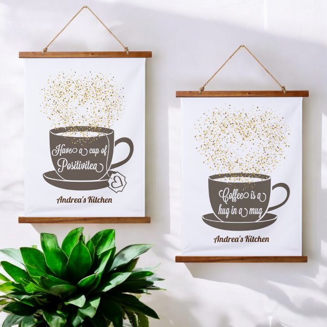 Tea Coffee Motivational Quote Hanging Tapestry (Creator Uploaded)