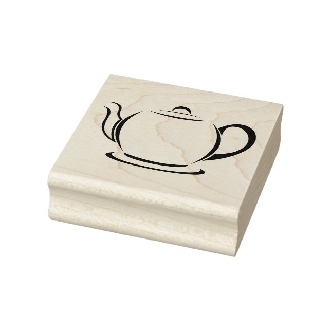 Tea/Coffee Pot Wooden Block Mounted Rubber Stamp (Stamp)