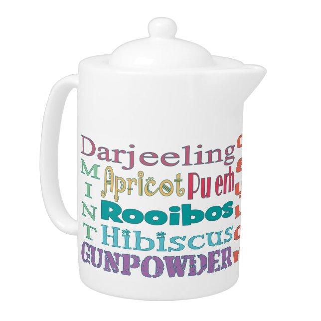 Tea Connoisseur Typography Teapot (Left)