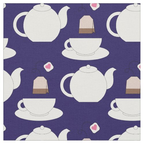 Tea Cup and Pot Cute Cafe Barista Fabric