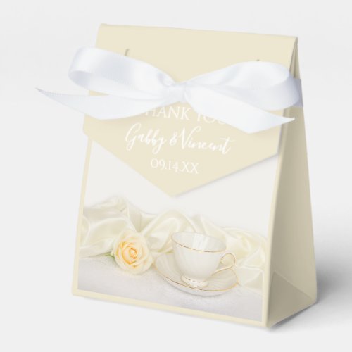 Tea Cup and White Rose Wedding Favor Boxes