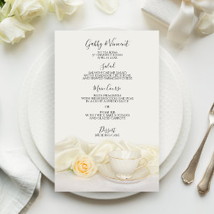 Tea Cup and White Rose Wedding Menu
