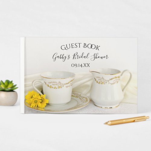 Tea Cup and Yellow Daisies Bridal Shower Guest Book