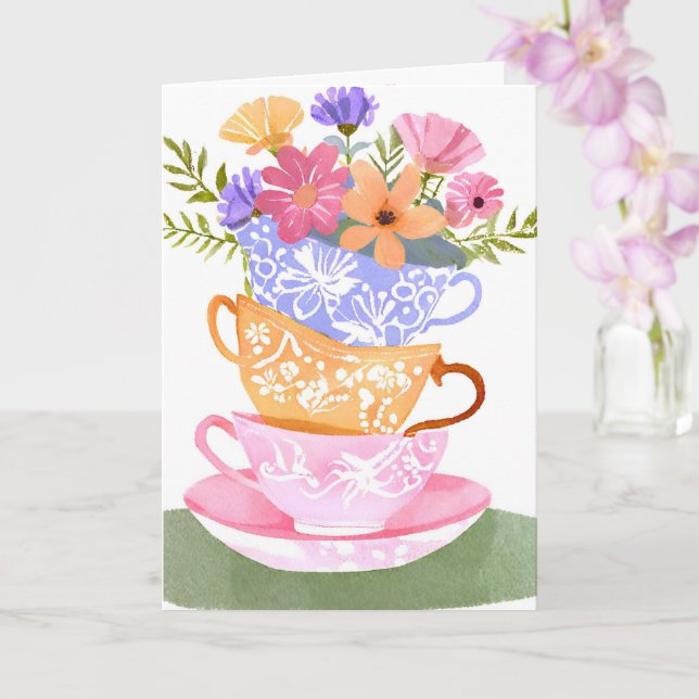TEA CUP BIRTHDAY CARD (Orchid)