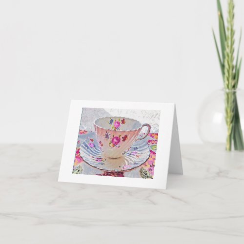 Tea Cup Black Note Card