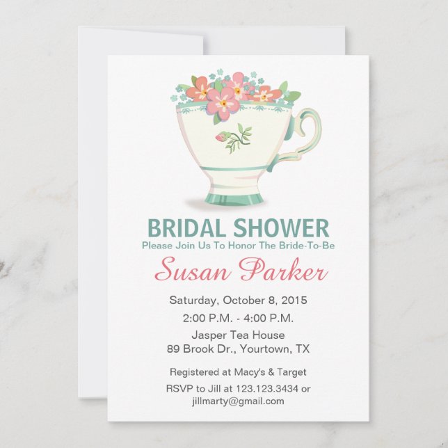 Tea Cup Bridal Shower Invitation (Front)