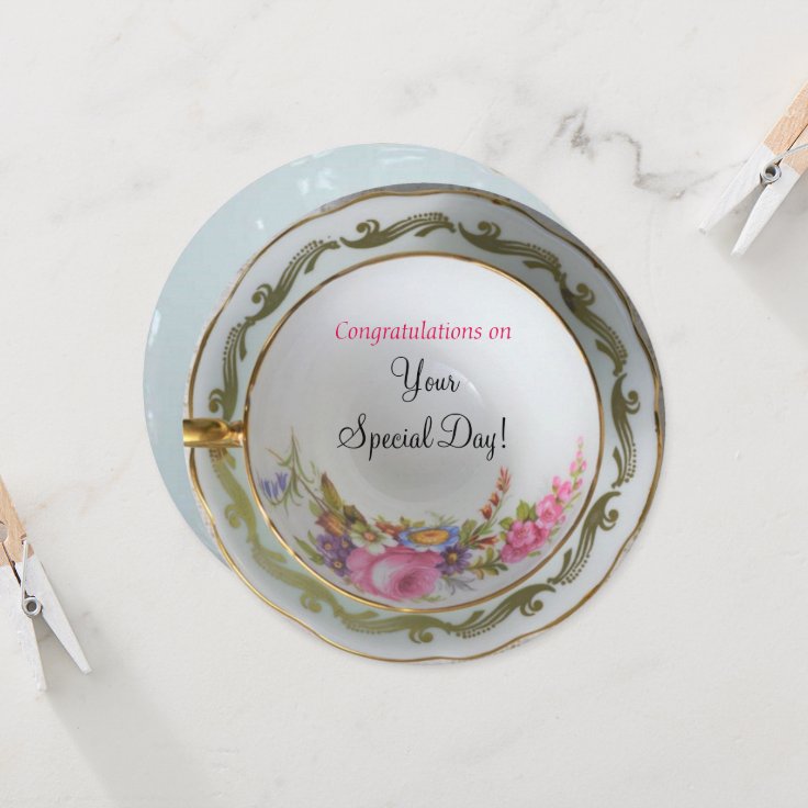 Tea Cup Bridal Shower Wedding Card Zazzle