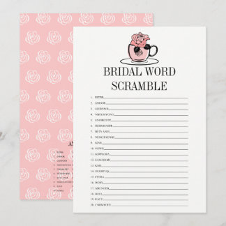 Tea Cup Bridal Shower Word Scramble Game Card