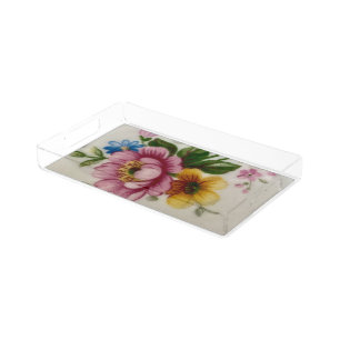 Tea Cup Floral Bouquet  Acrylic Tray 