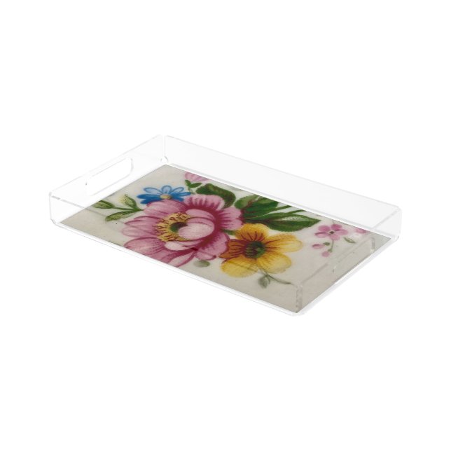 Tea Cup Floral Bouquet  Acrylic Tray  (Angled)