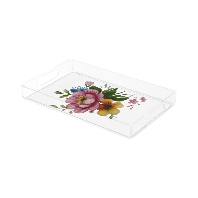 Tea Cup Floral Bouquet   Acrylic Tray (Angled)