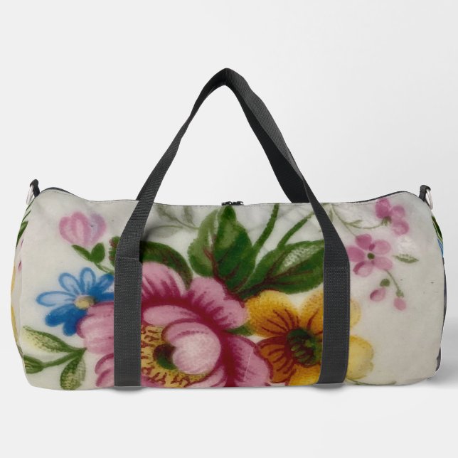 Tea Cup Floral Bouquet Duffle Bag (Front)