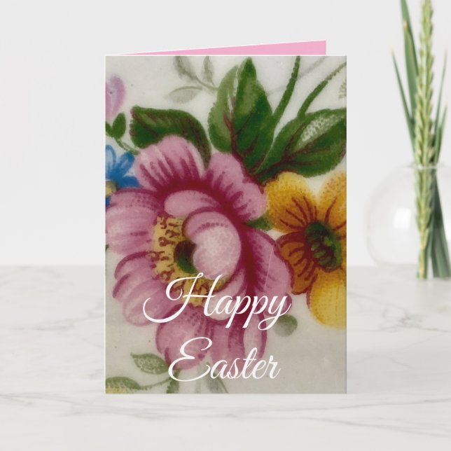 Tea Cup Floral Bouquet Holiday Card (Front)