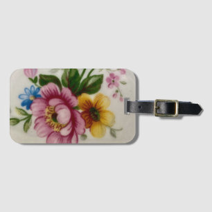 Tea Cup Floral Bouquet Luggage Tag