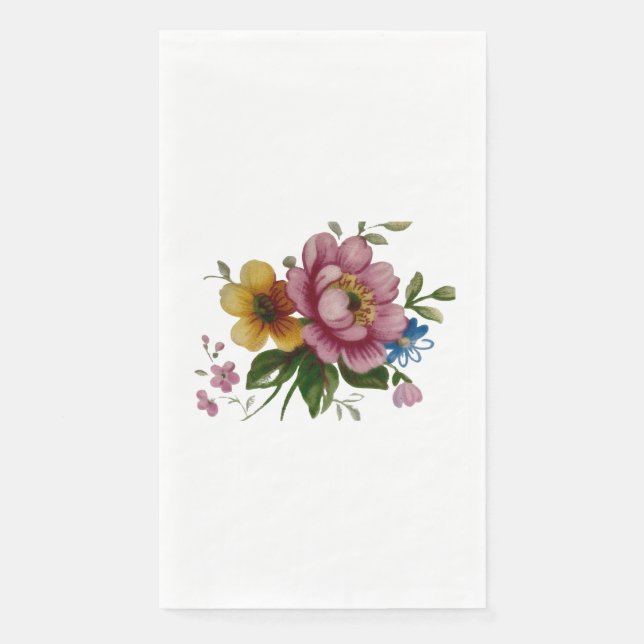 Tea Cup Floral Bouquet Paper Guest Towels (Front)