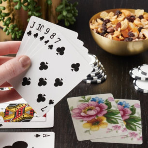Tea Cup Floral Bouquet Poker Cards