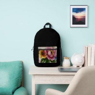 Tea Cup Floral Bouquet  Printed Backpack