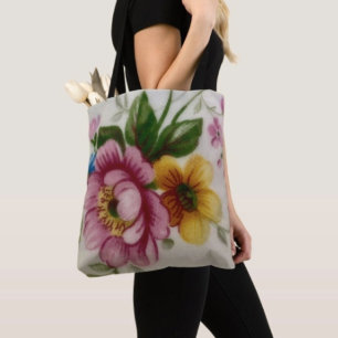Tea Cup Floral Bouquet Tote Bag