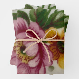 Tea Cup Floral Bouquet  Wrapping Paper Sheets