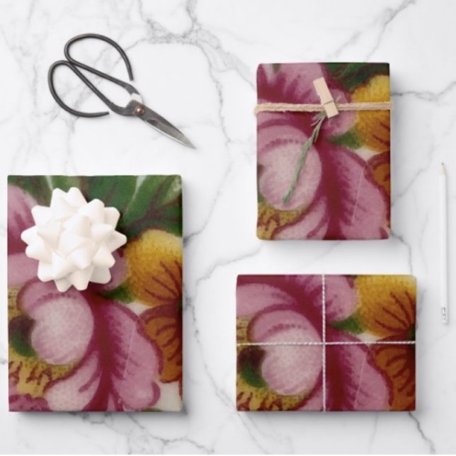 Tea Cup Floral Bouquet  Wrapping Paper Sheets (Creator Uploaded)