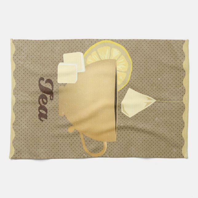 Tea cup illustration kitchen towel (Horizontal)