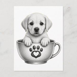 Tea Cup Labrador Retriever Puppy Holiday Postcard