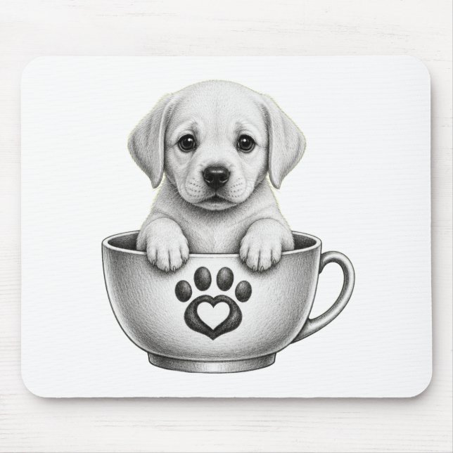Tea Cup Labrador Retriever Puppy Mouse Pad (Front)