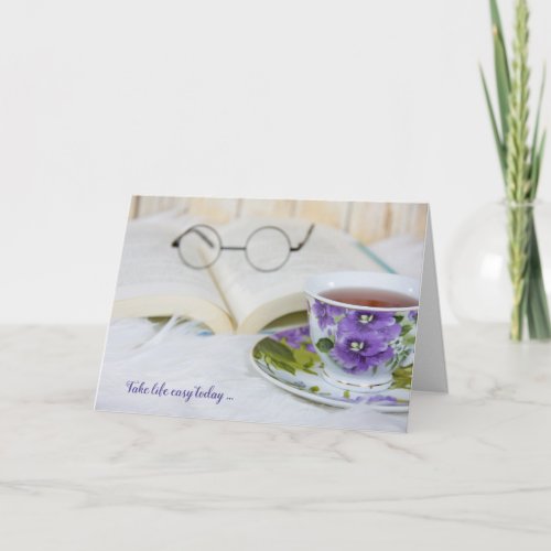 tea cup on fur for birthday card