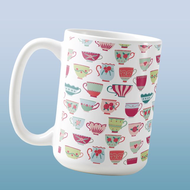 Tea Cup Pattern (Retro modern vintage teacup pattern coffee mug)
