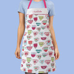 Tea Cup Pattern Personalized Apron<br><div class="desc">A modern take on pretty vintage bone china or porcelain tea cups. Put the kettle on!  Original art by Nic Squirrell. Change the name to personalize.</div>