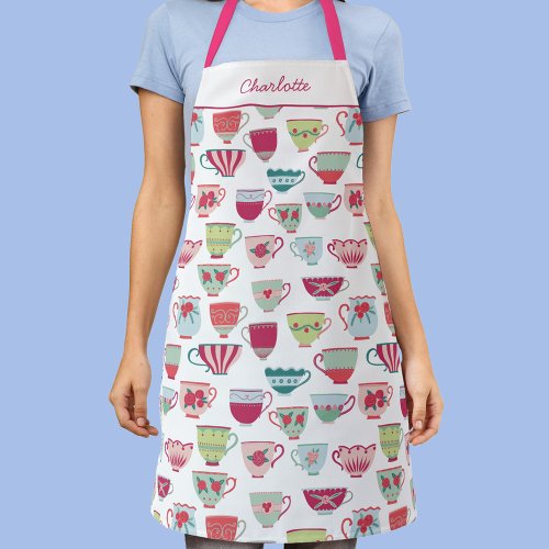 Tea Cup Pattern Personalized Apron