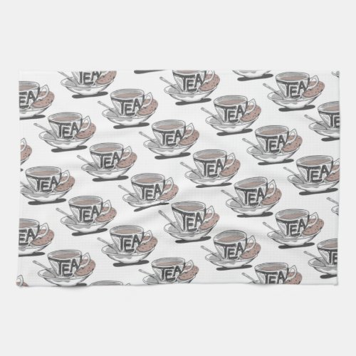 tea cup PATTERN WITH SPOON ALL TRANS Kitchen Towel