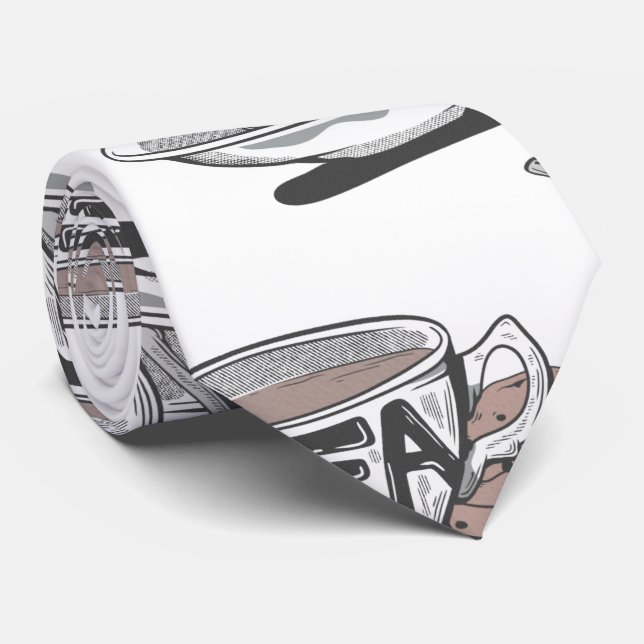 tea cup PATTERN WITH SPOON ALL TRANS Neck Tie (Rolled)