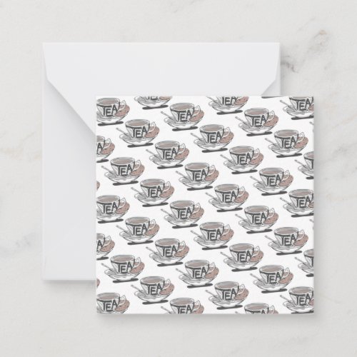 tea cup PATTERN WITH SPOON ALL TRANS Note Card