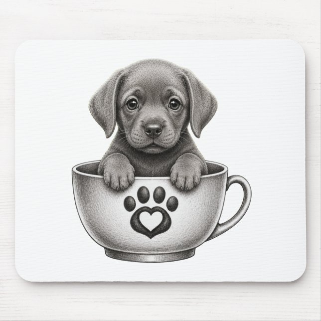 Tea Cup Silver Labrador Retriever Puppy  Mouse Pad (Front)