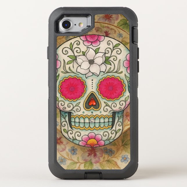 Tea Cup Sugar Skull Otterbox iPhone Case (Back)