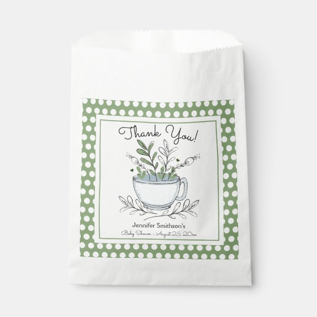 Tea Cup Tea Party Baby Shower Favor Bag (Front)