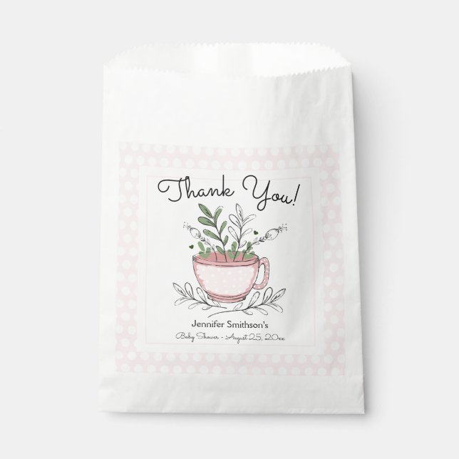 Tea Cup Tea Party Baby Shower Favor Bag (Front)