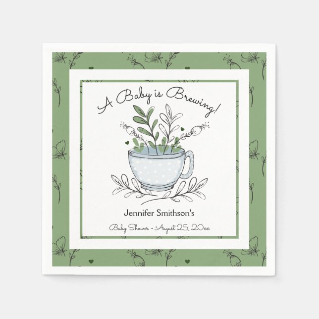 Tea Cup Tea Party Baby Shower Napkins (Front)