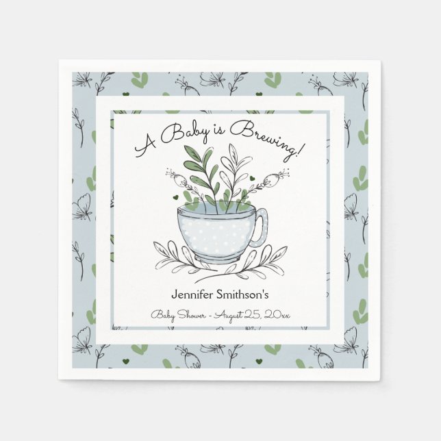 Tea Cup Tea Party Baby Shower Napkins (Front)