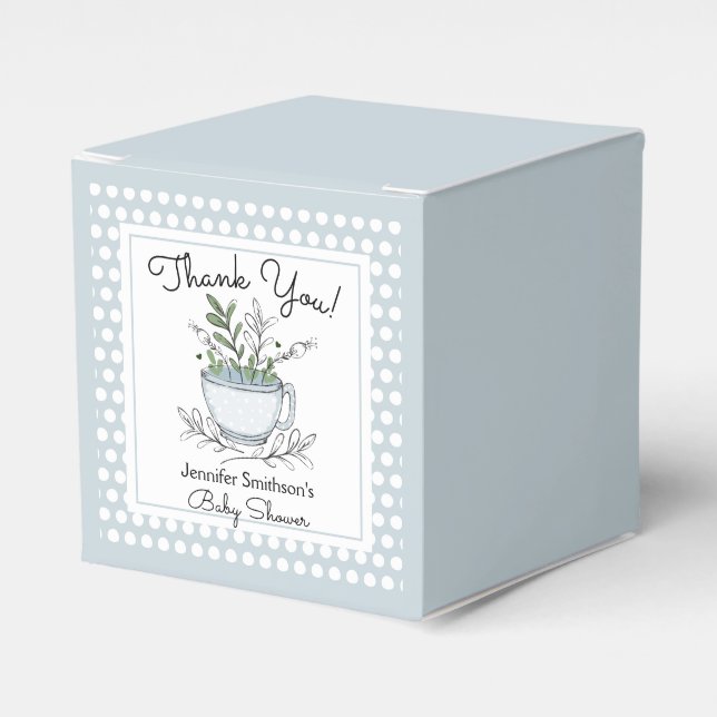 Tea Cup Tea Party Baby Shower Thank You Favor Boxes (Front Side)
