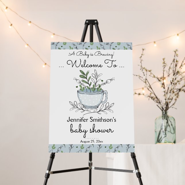 Tea Cup Tea Party Baby Shower Welcome Foam Board (In Situ (Stand))
