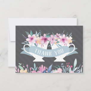 Tea Cup Thank You Card with Flowers