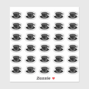 Tea Cup Wedding Party Place Card Menu Drink Choice Sticker
